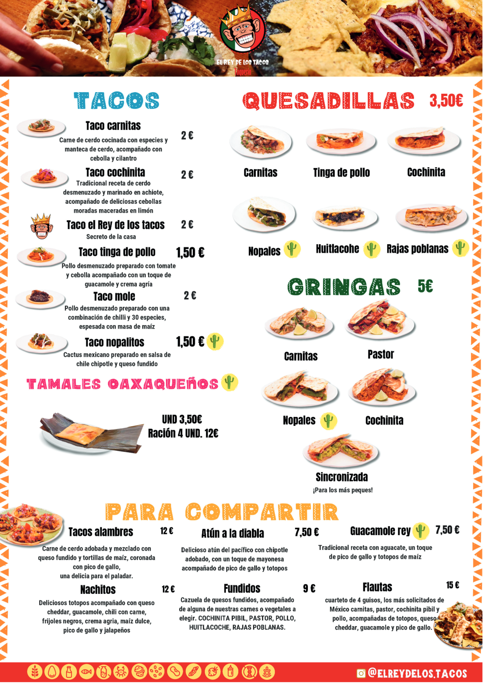 carta de comida